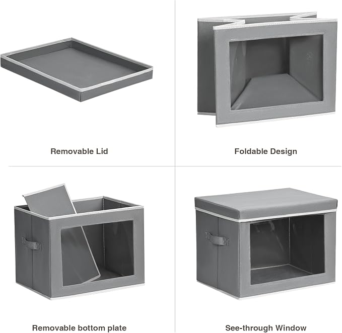 Storage Bins with Lids, 3 Pack Large Storage Cubes with Window, Closet Bins - Image 7
