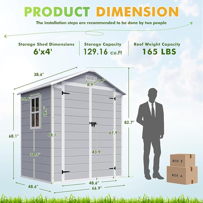 Devoko 6x4FT Outdoor Storage Shed - Image 2