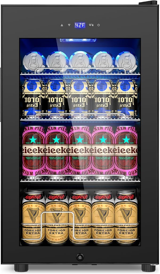 17Inch Beverage Refrigerator and Cooler Freestanding, 96 Cans Mini Fridge - Image 9