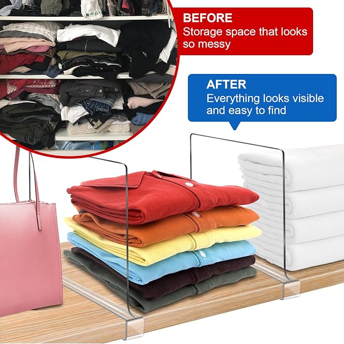 Acrylic Shelf Dividers for Closet Organization 4PCS Closet Shelf Divider Closet - Image 4