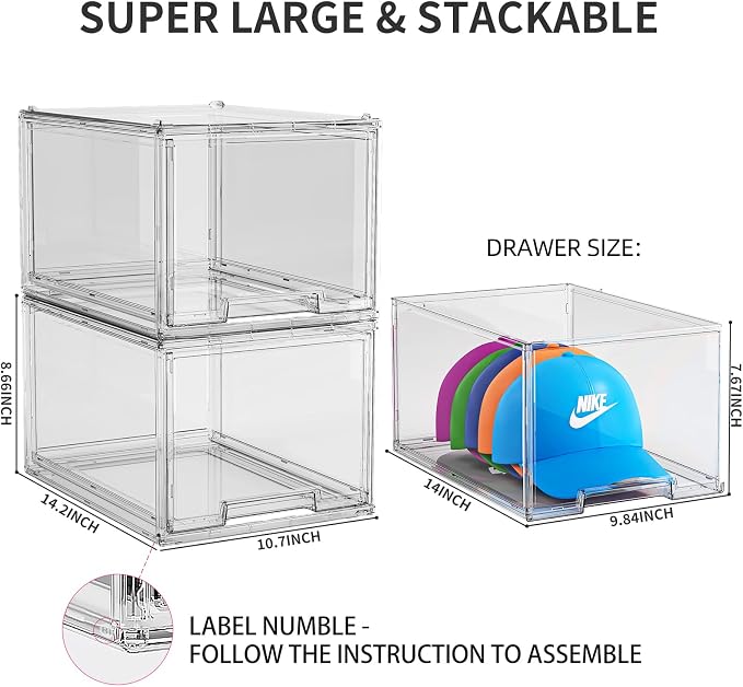 2 Pack Hat Organizer Box for Baseball Caps Organizer, Hat Organizer Box - Image 6
