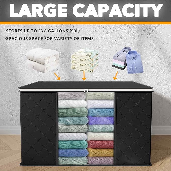 SpaceAid 6 Pack 90L Clothing Storage Bags, Heavy Duty Closet Storage Bins - Image 3