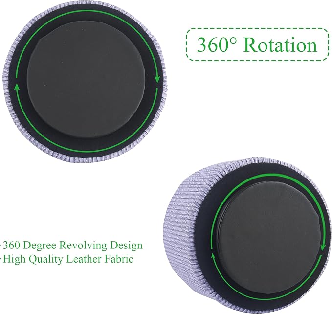 Round Leather Art Supply Organizer, Remote Control Holder, 360 Degree Spinning - Image 4