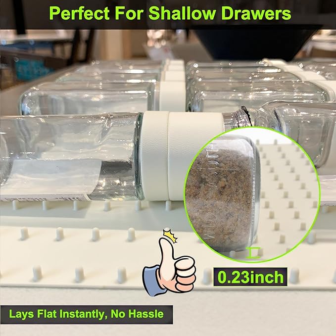 Gosmol Spice Drawer Organizer insert, Adjustable & Non-Slip Silicone Spice - Image 4