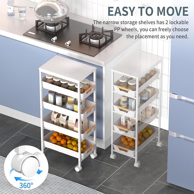 5 Tier Slim Rolling Utility Cart - Image 3