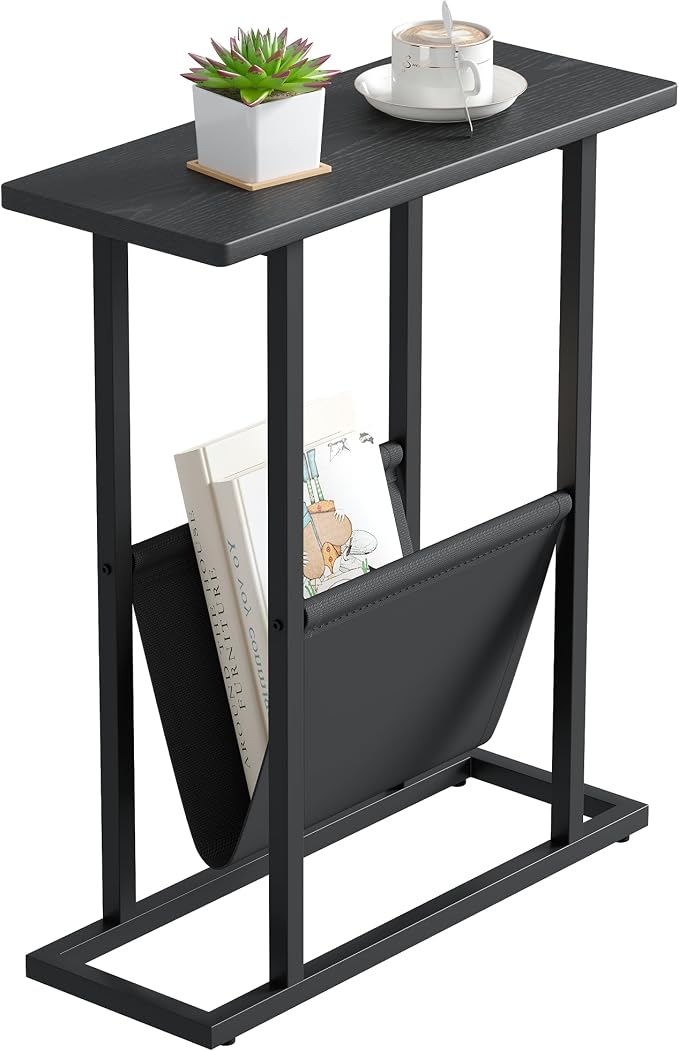 Yusong Small Narrow Side Table for Small Spaces, 17.7" W Slim End Table by Yusong