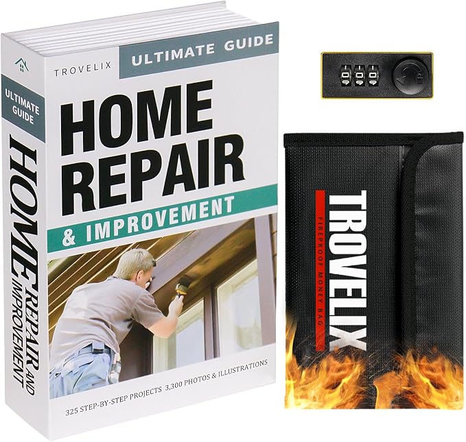 Book Safe with Combination Lock, Hidden Safe with Fireproof Bag, Secret by KOFAIR