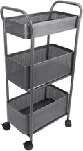 3 Tier Rolling Cart, Steel Multi Functional Movable Storage Organizer by Yechiry