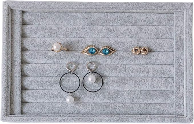 Tinsow Stackable 7 Slots Jewelry Rings Earrings Tray Velvet Showcase Display - Image 2