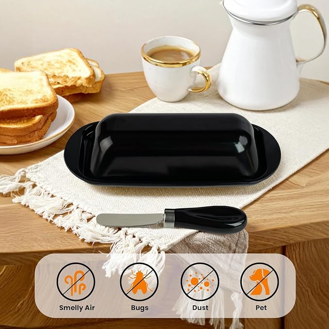 Butter Dish with Lid and Knife, Durable Countertop & Fridge Butter Keeper - Image 8