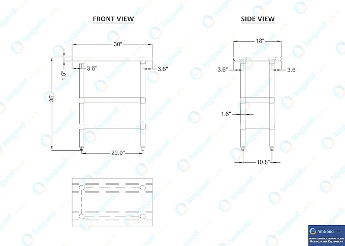 AmGood Stainless Steel Work Table - Image 9
