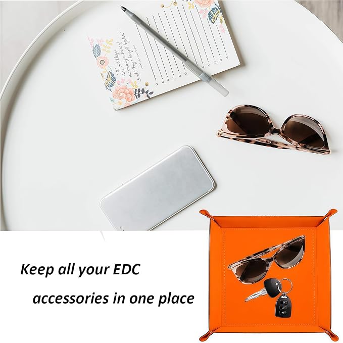 siduater Valet Tray Desktop Storage Organizer – Vegan Leather Catchall Bedside - Image 3