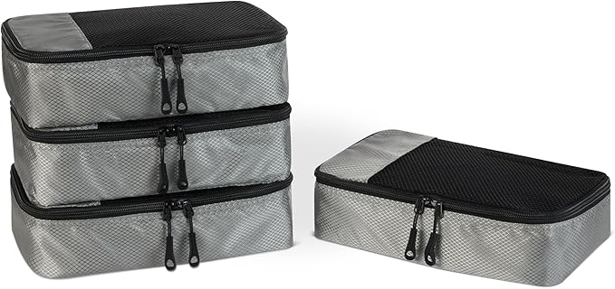 Amazon Essentials 4-Piece Packing Cubes Travel Accessories Set, Luggage by AmazonEssentials