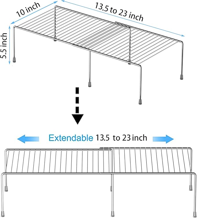 Redrubbit Cabinet Storage Shelf Rack, Expandable Metal Rustproof Kitchen - Image 3