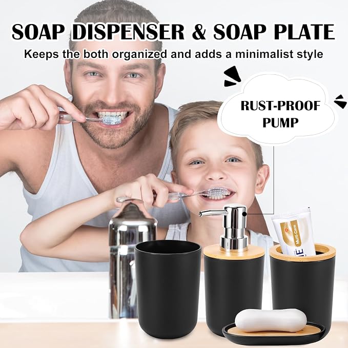 iMucci 9Pcs Black Bathroom Accessories Set - Image 2