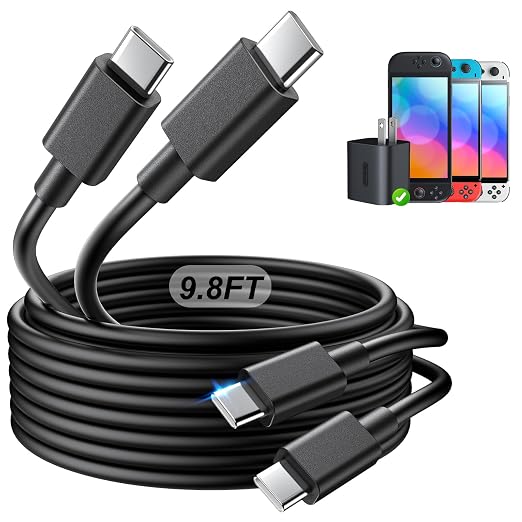 2 Pack Switch 2 Charging Cable, Extra Long Power Cord by KOVA