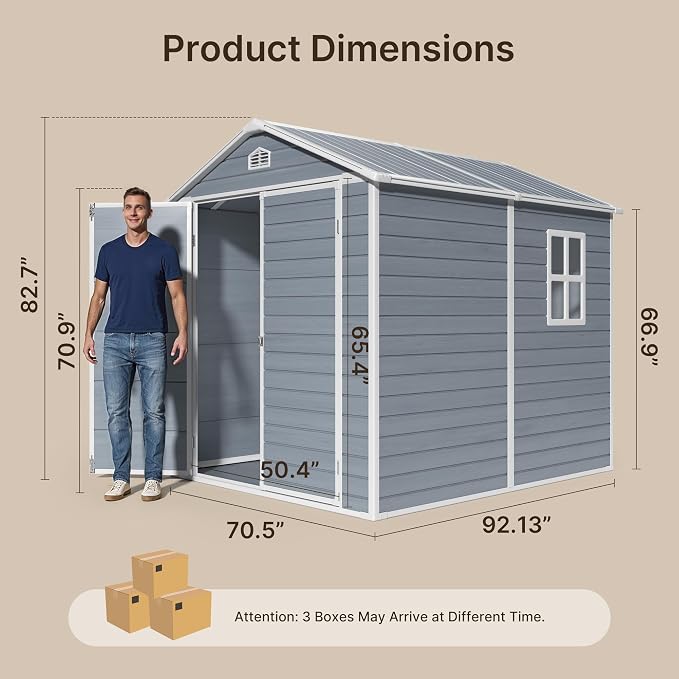 Gizoon 8x6 FT Outdoor Plastic Storage Shed - Image 6