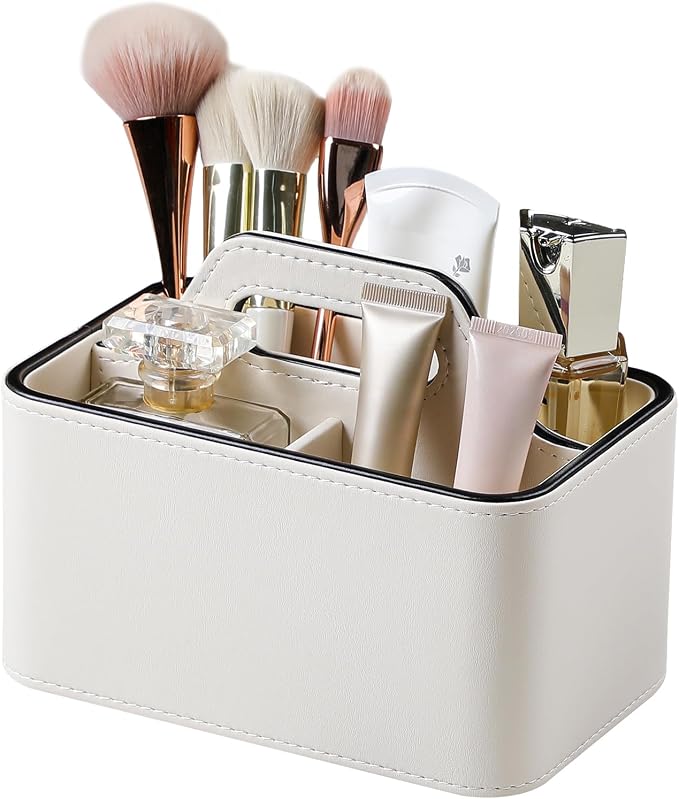Caddy Organizer with Handle, PU Leather Remote Control Holder Desk Caddy by NICLNGSH