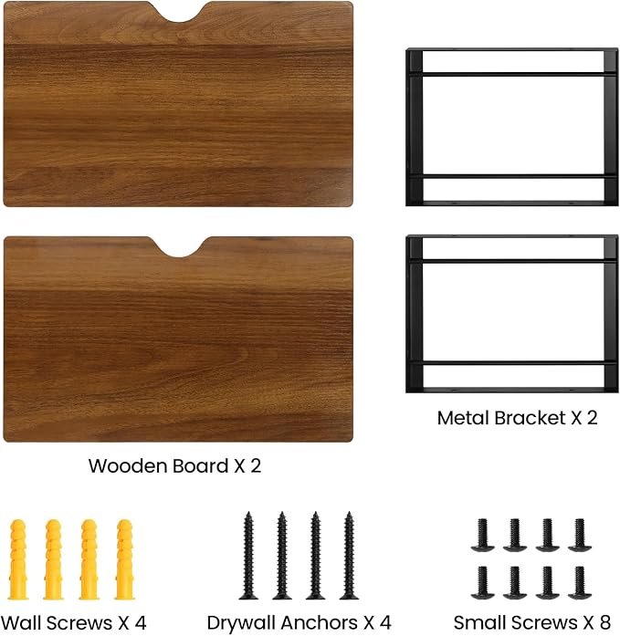 Floating Nightstand Wall Shelf, Wood Bedside Shelf Wall Mounted Nightstand Set - Image 9