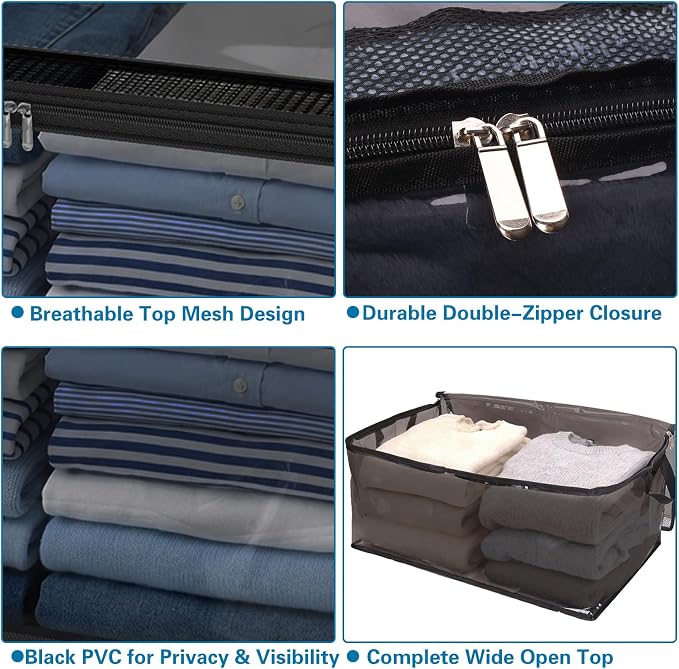 Fixwal 80L Large Storage Bags 4 Pack Clothes Storage Bins Foldable Thick - Image 3