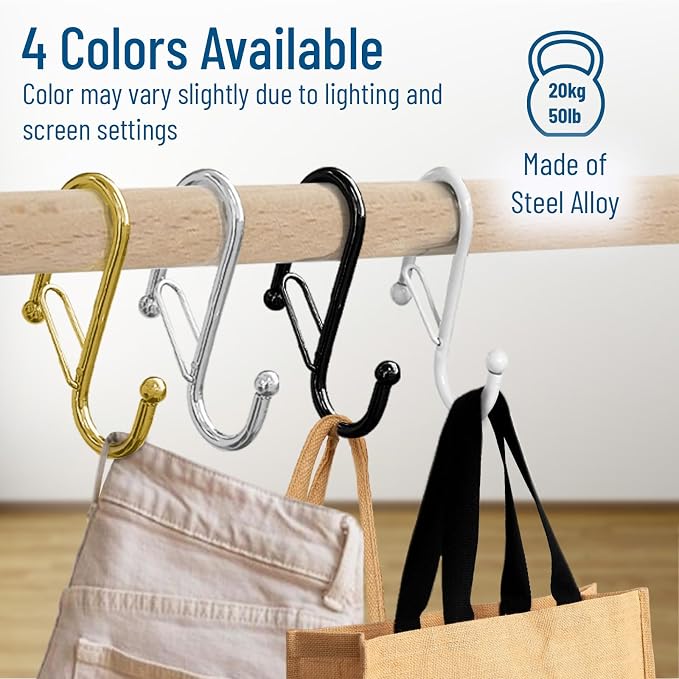 6-Pack Metal S Hooks for Hanging – Heavy-Duty S-Shaped Hook - Image 6