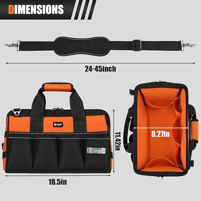 Heavy Duty Tool Bag 18-Inch, 16-Pocket Portable Soft Tool Box Organizer Storage - Image 2