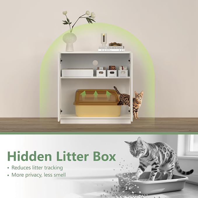 Large/Tall Litter Box Enclosure, Modern Wooden Litter Box Furniture - Image 3