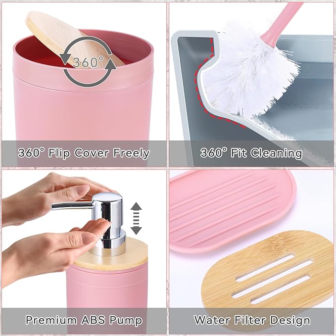 iMucci Bathroom Accessories Pink Bathroom Sets - Image 2