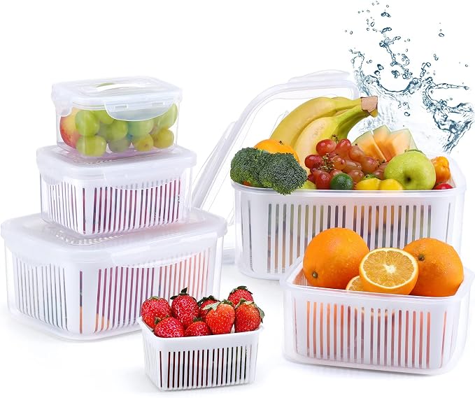LUXEAR Larger Fruit Vegetable Produce Storage Saver Containers by Luxear
