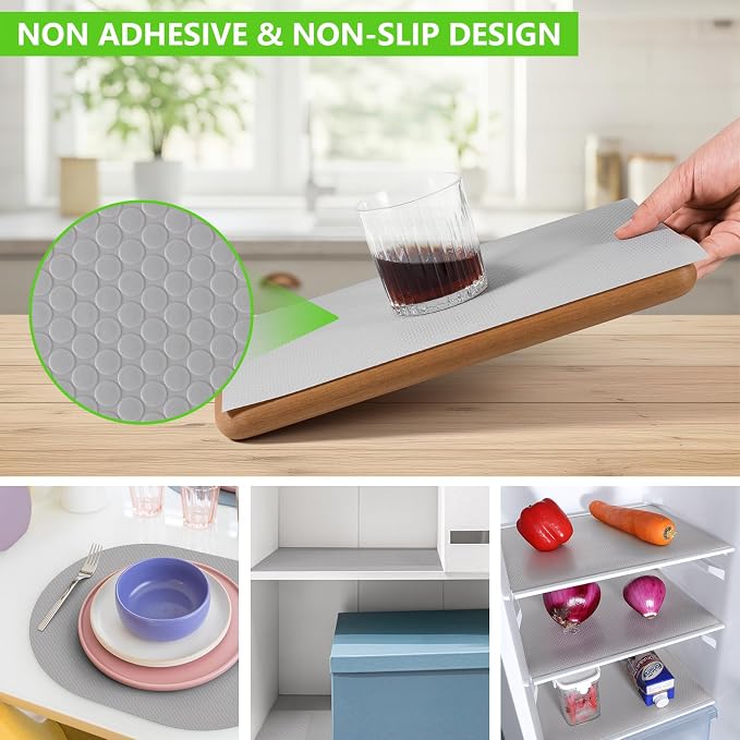 Light Gray Shelf Liners for Kitchen Cabinets Non Adhesive Drawer Liner for - Image 6