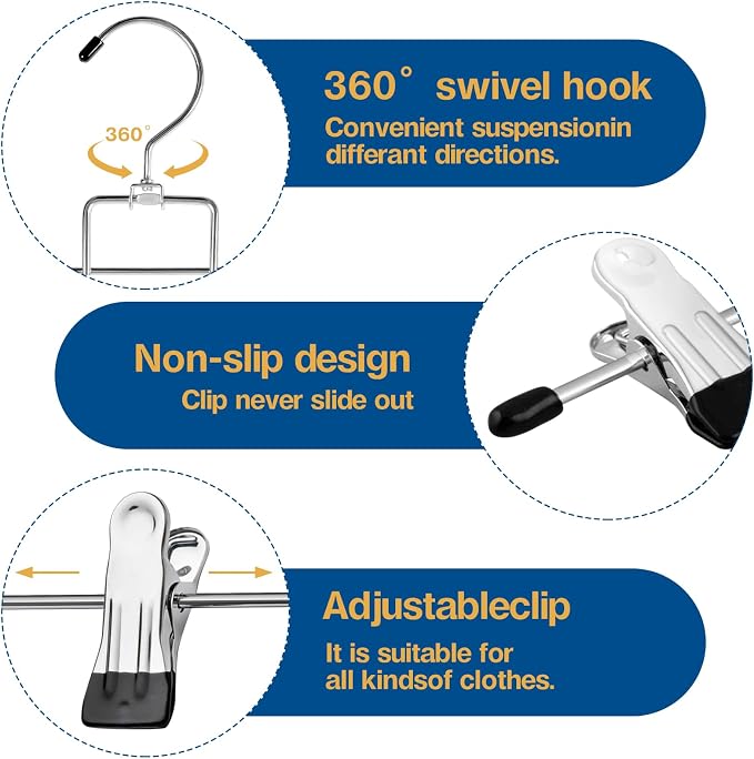 6 Piece Pants Hangers Space Saving, Skirt Hanges - Image 3