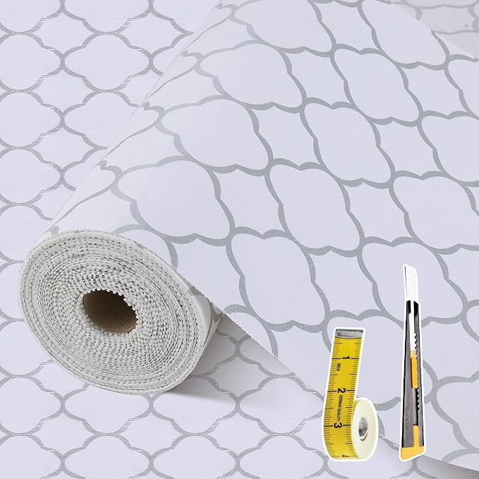 Shelf Liners for Kitchen Cabinets 17in x 30FT Non Adhesive Drawer Liner Silver by Adwann