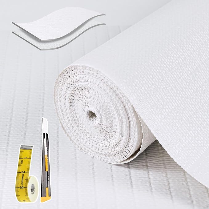 Shelf Liners for Kitchen Cabinets 12in x 20FT, Non Adhesive Drawer Liner Pure by Adwann