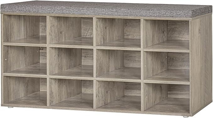 DINZI LVJ Shoe Bench, 12 Cubbies Shoe Organizer by DINZILVJ
