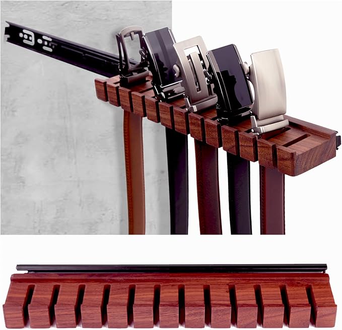 12 Belts Walnut Wood Belt Holder by cenleoha