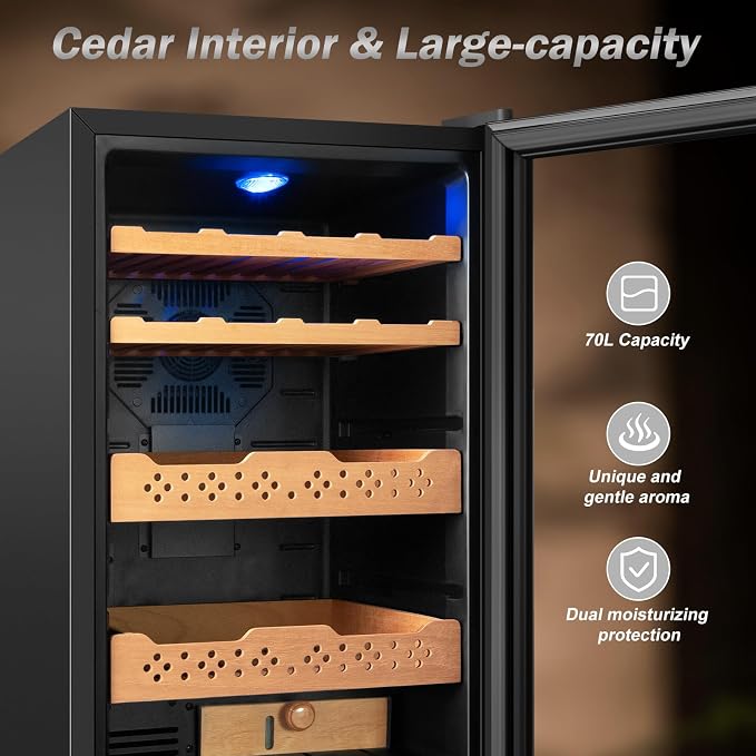 Electric Humidor-70L Cooling & Heating Humidor, Smart Touch Control Humidity & - Image 3