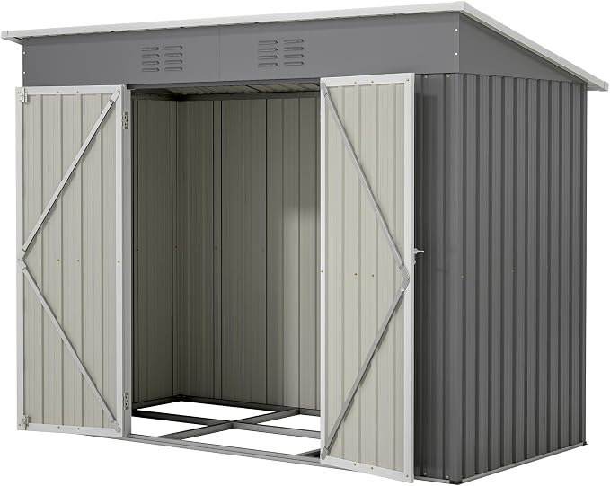 4'x8' Metal Shed Outdoor Storage Shed, Metal Steel Utility Tool Shed Storage by Thanaddo