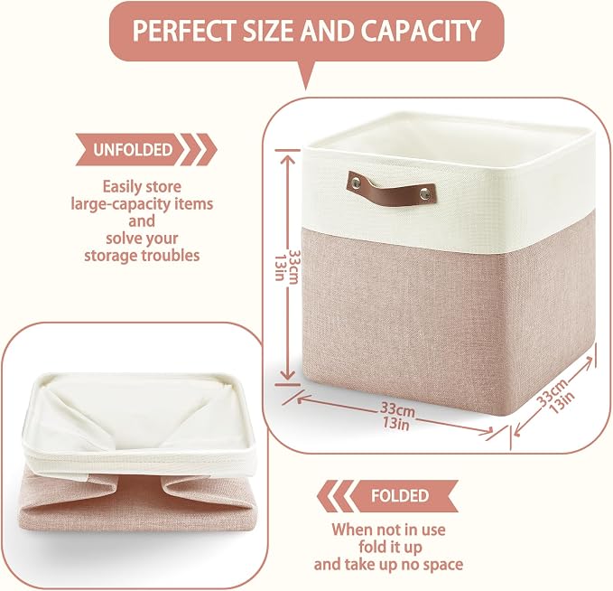 13 Inch Cube Storage Bins, Foldable Storage Basket - Image 3