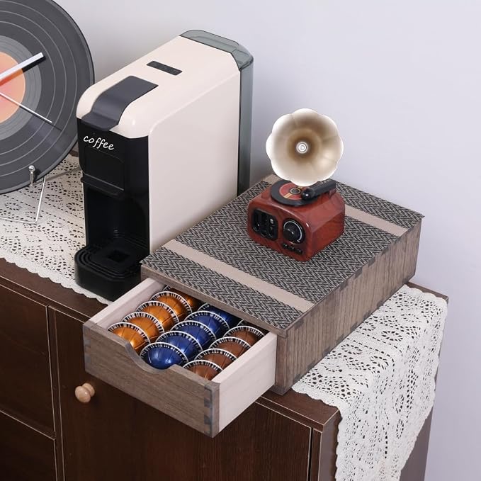 Coffee Pod Holders 1-Layer 1-Drawer Dark Brown - Image 8