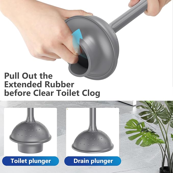 Toilet Brush and Plunger Set: 2-in-1 Heavy Duty Toilet Plunger and Bowl Brush - Image 3