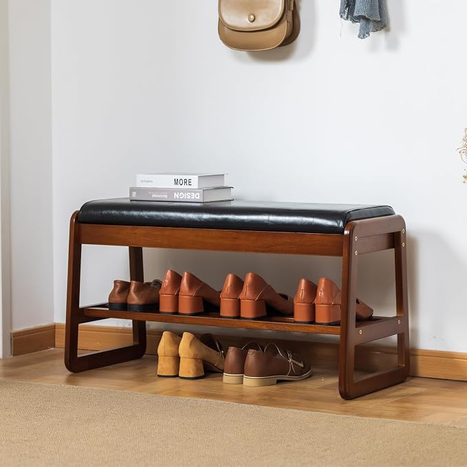 latifolia Shoe Rack Bench, Entryway Shoe Bench - Image 2