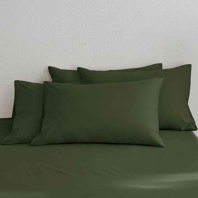 MooMee Bedding Pillowcases Pack of 4 100% Washed Cotton Linen Like Textured by MOOMEE