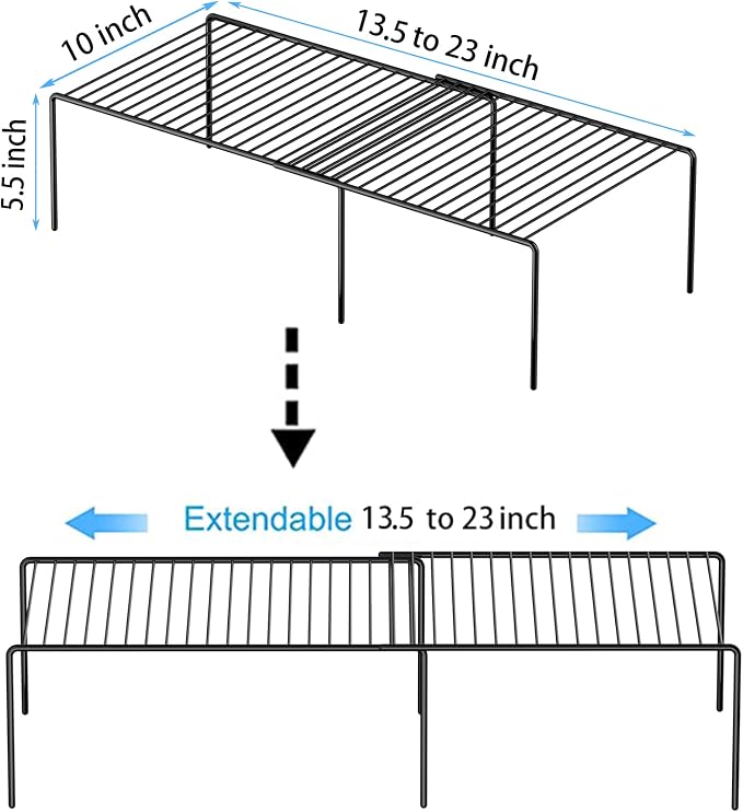 Redrubbit Expandable Metal Rustproof Kitchen Counter Shelf Rack, Space Saver - Image 3