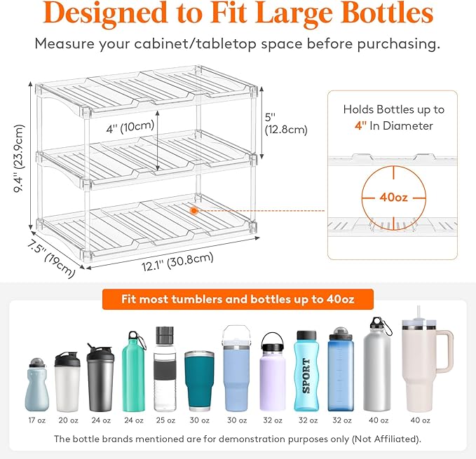 Lifewit Stackable Water Bottle Storage Organizer, Tumbler Cup Organizer - Image 2