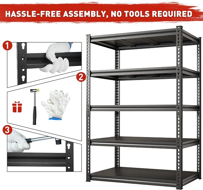 REIBII Garage Shelving 72" H, Storage Shelves Heavy Duty Load 2500 LBS - Image 8