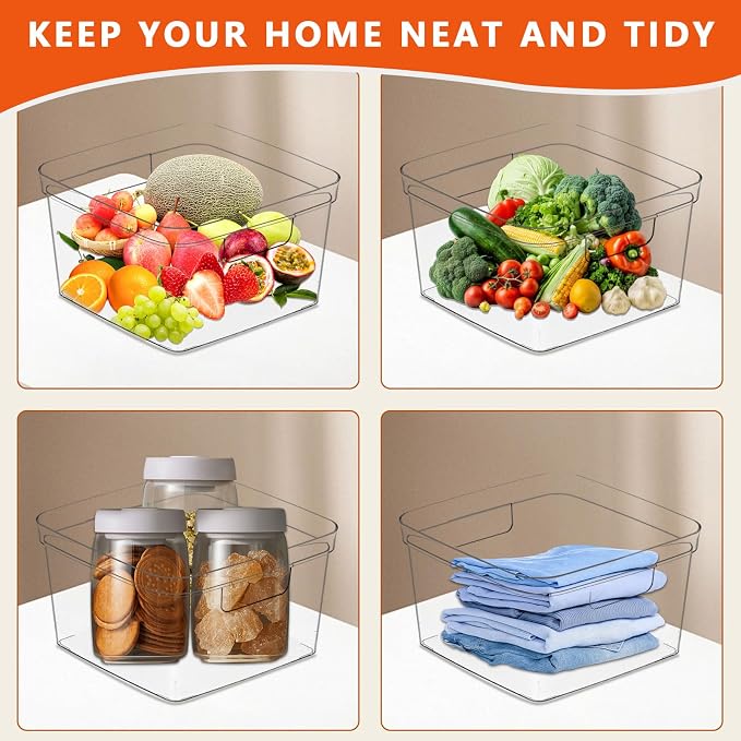 MOONEDGE 8-Pack Clear Plastic Storage Bins — Open-Top PET Containers and - Image 6