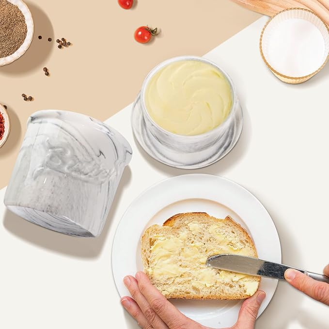 Ceramic Butter Crock with Lid & Spreader Knife, Butter Keeper - Image 5