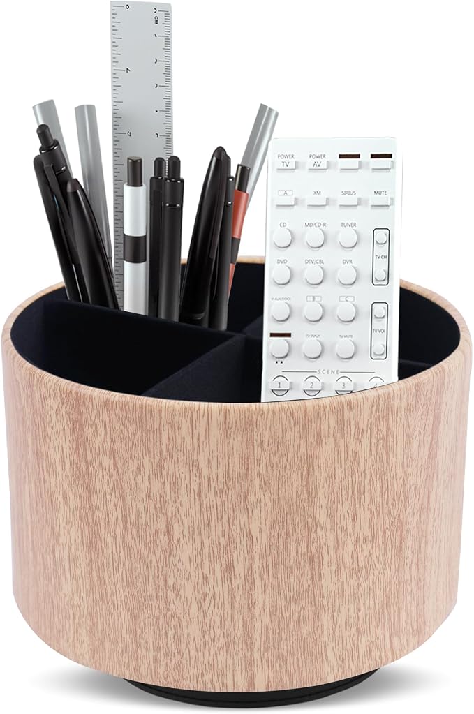 Round Leather Art Supply Organizer, Remote Control Holder, 360 Degree Spinning by Unknown