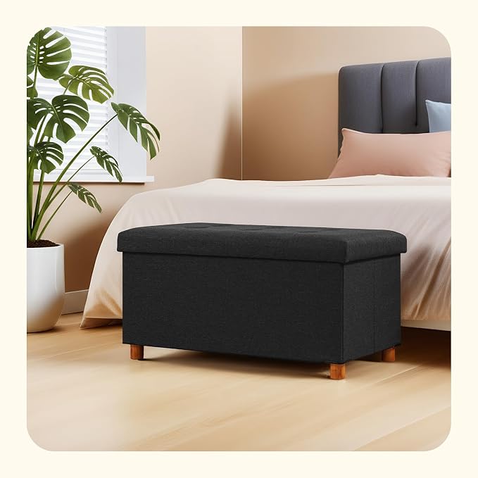PINPLUS Storage Ottoman Cube, Foldable Fabric Footrest, Comfortable Seat - Image 6