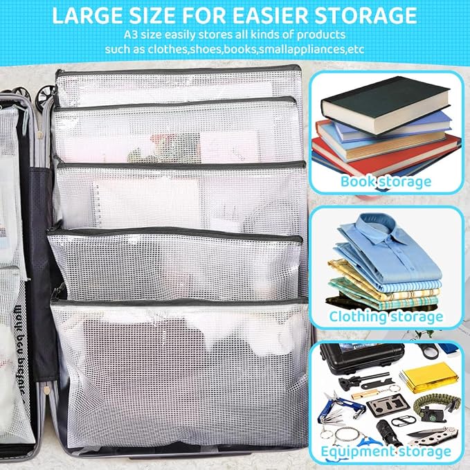 24pcs Mesh Zipper Pouch Bags, Large A3 17x12 Inches Reusable Bags Puzzle - Image 5